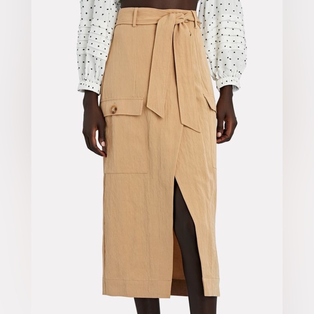 INTERMIX Cassia Belted Button-Front Skirt with The RealReal tag